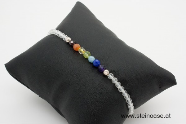 Armband Chakra & Bergkristall facet. 3-4mm